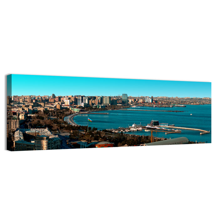 Baku Bay Panorama Wall Art as a canvas print