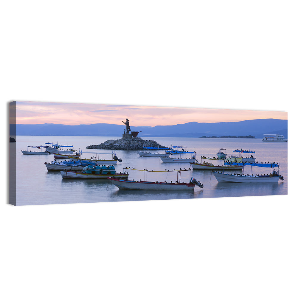 Lake Chapala Islet Sunrise Wall Art, canvas print, panoramic