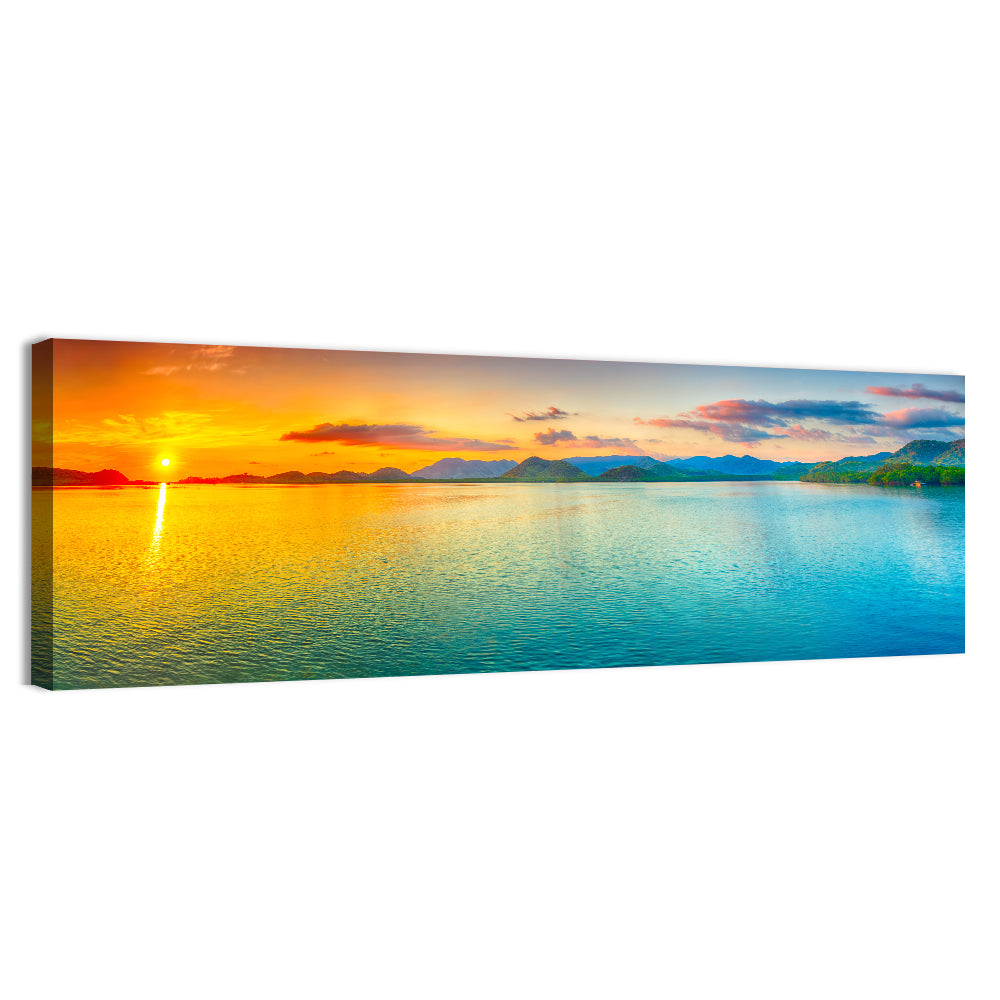 Golden Lake Sunrise Wall Art, canvas print, panoramic