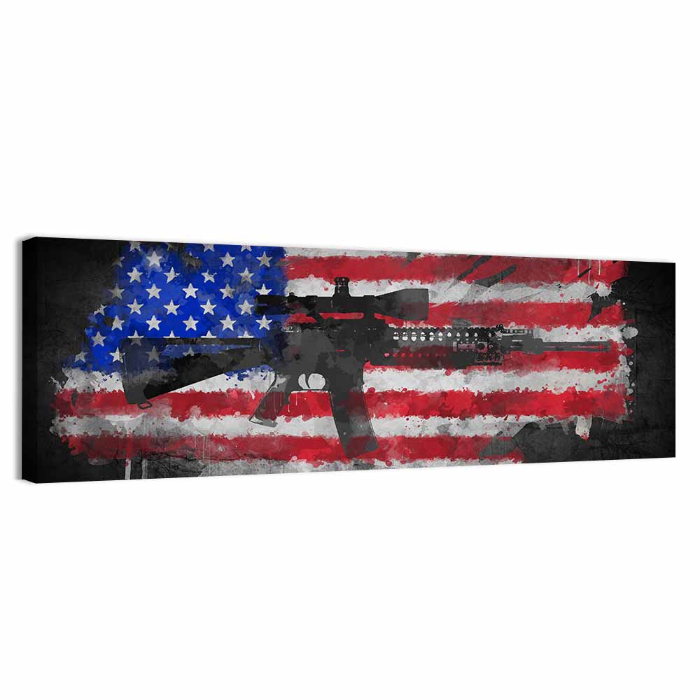 M16 on American Flag Wall Art