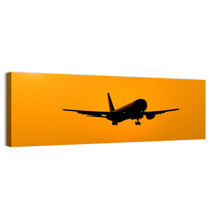Golden Hour Airliner Silhouette Wall Art as a canvas print