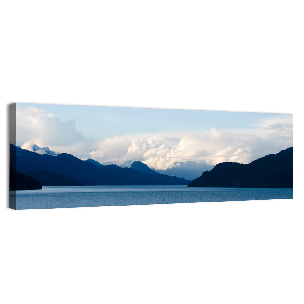 Harrison Lake Morning Clouds Wall Art, canvas print, panoramic