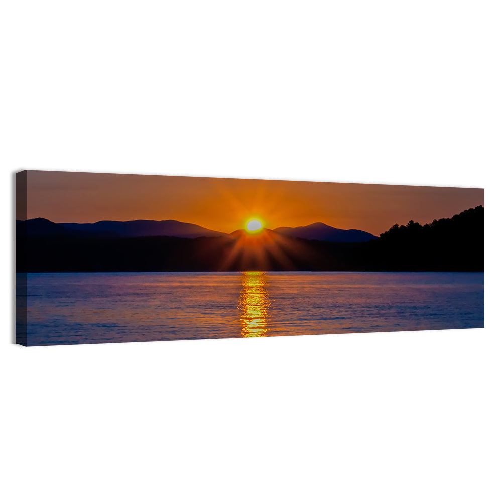Lake Jocassee Golden Sunrise Wall Art, canvas print, panoramic
