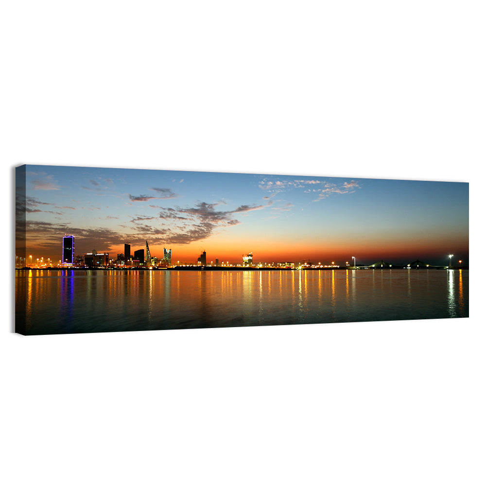Manama Golden Hour Skyline Wall Art, canvas print, panoramic