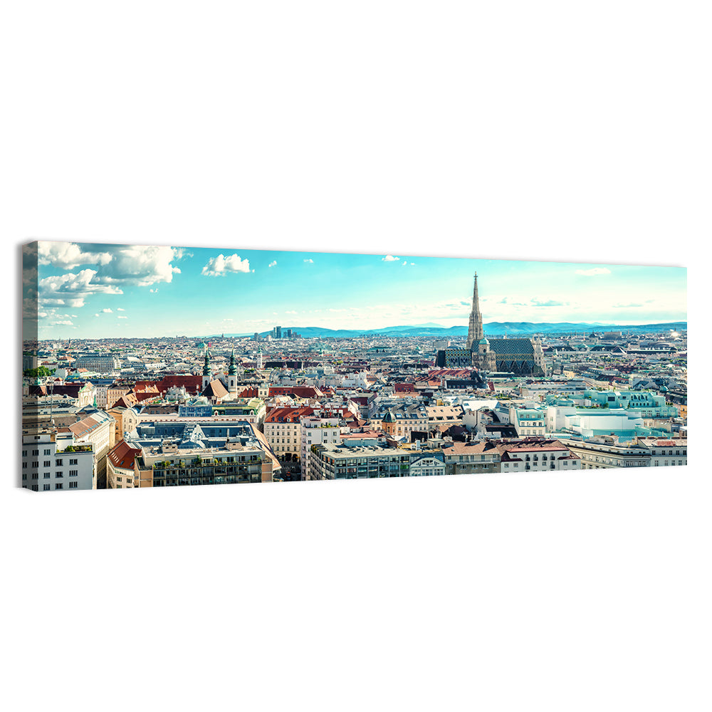 Vienna Skyline with St. Stephen's Cathedral Wall Art, canvas print, panoramic