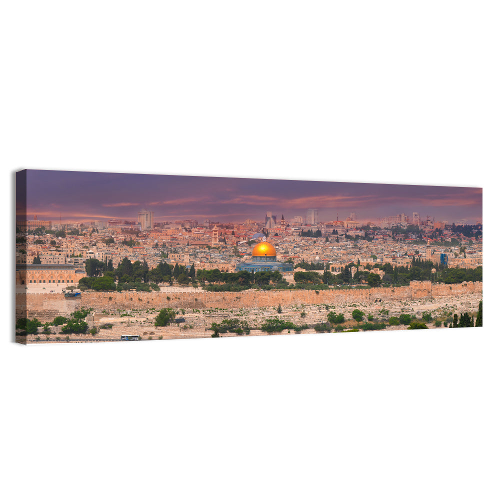 Jerusalem Golden Dome at Dusk Wall Art, canvas print, panoramic
