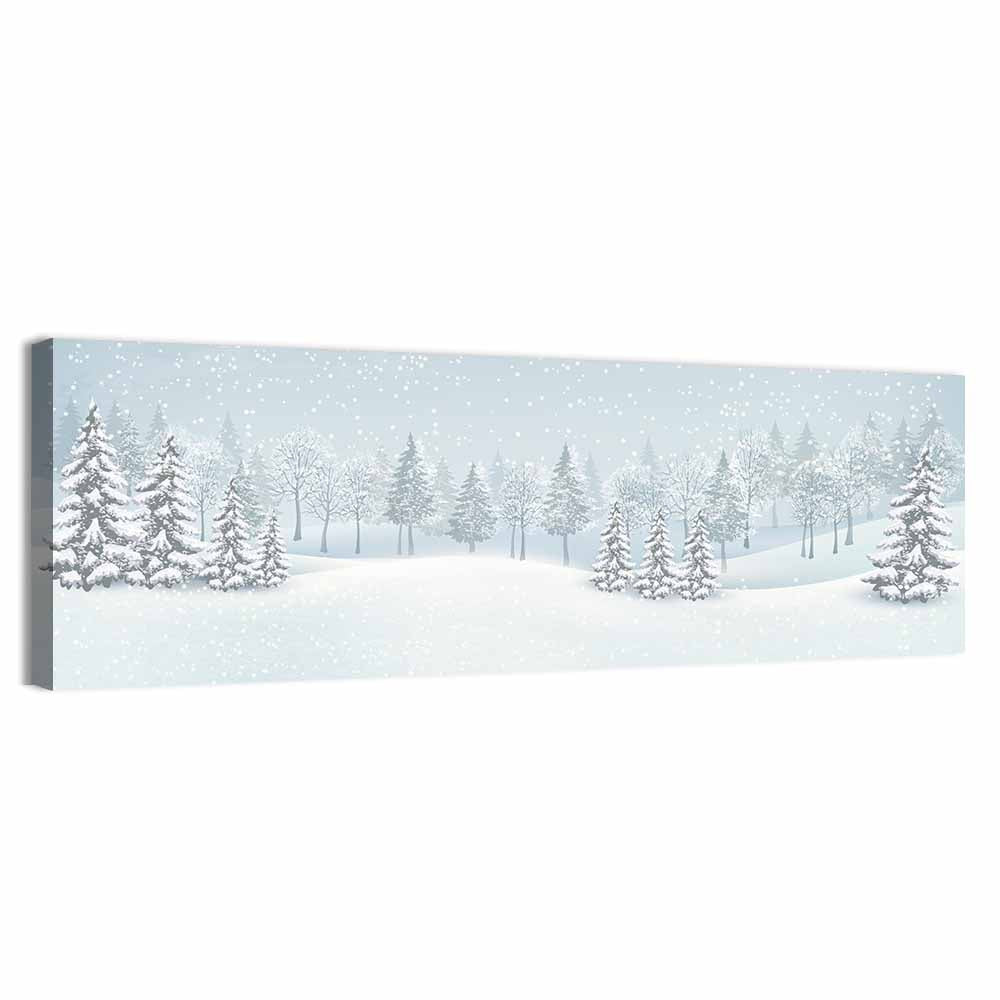 Winter Wonderland Illustration Wall Art, canvas print, panoramic