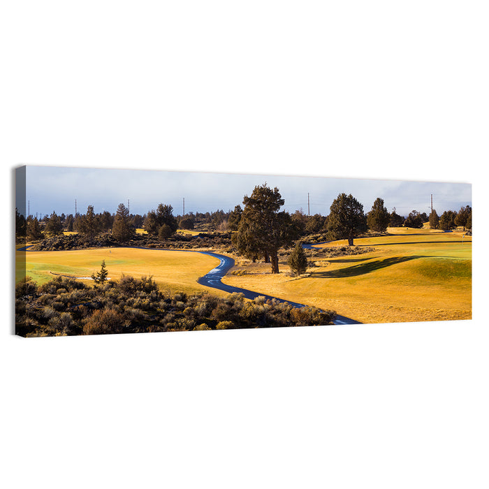 Central Oregon Golf Course with Winding Path Wall Art as a canvas print