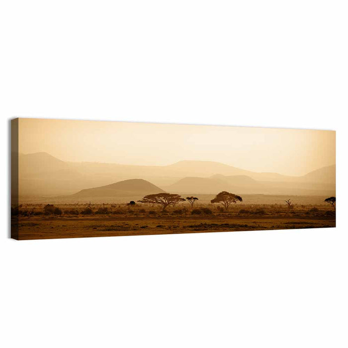 Hazy Savannah at Dawn Wall Art as a canvas print