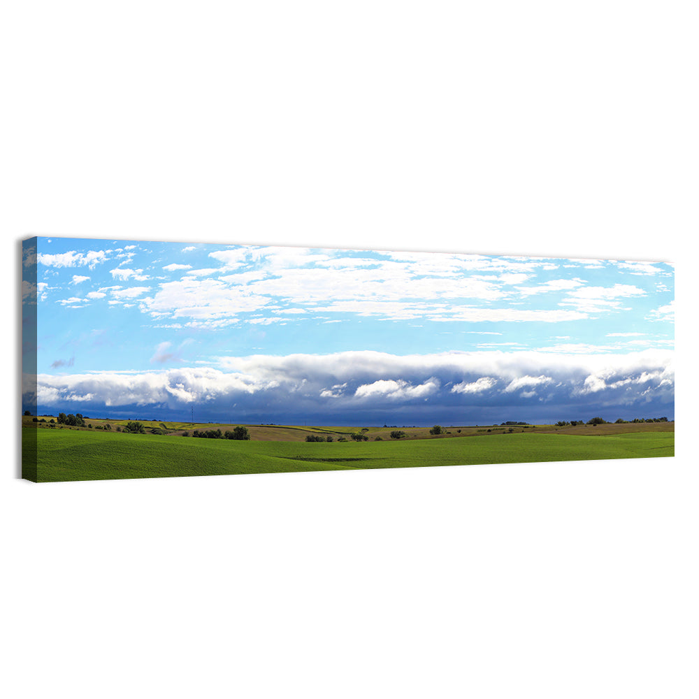 Storm Clouds Over Iowa Fields Wall Art, canvas print, panoramic