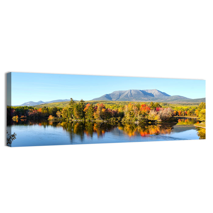 Mount Katahdin Autumn Reflection Wall Art as a canvas print