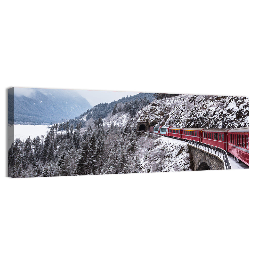 Snowy Mountain & Train Wall Art