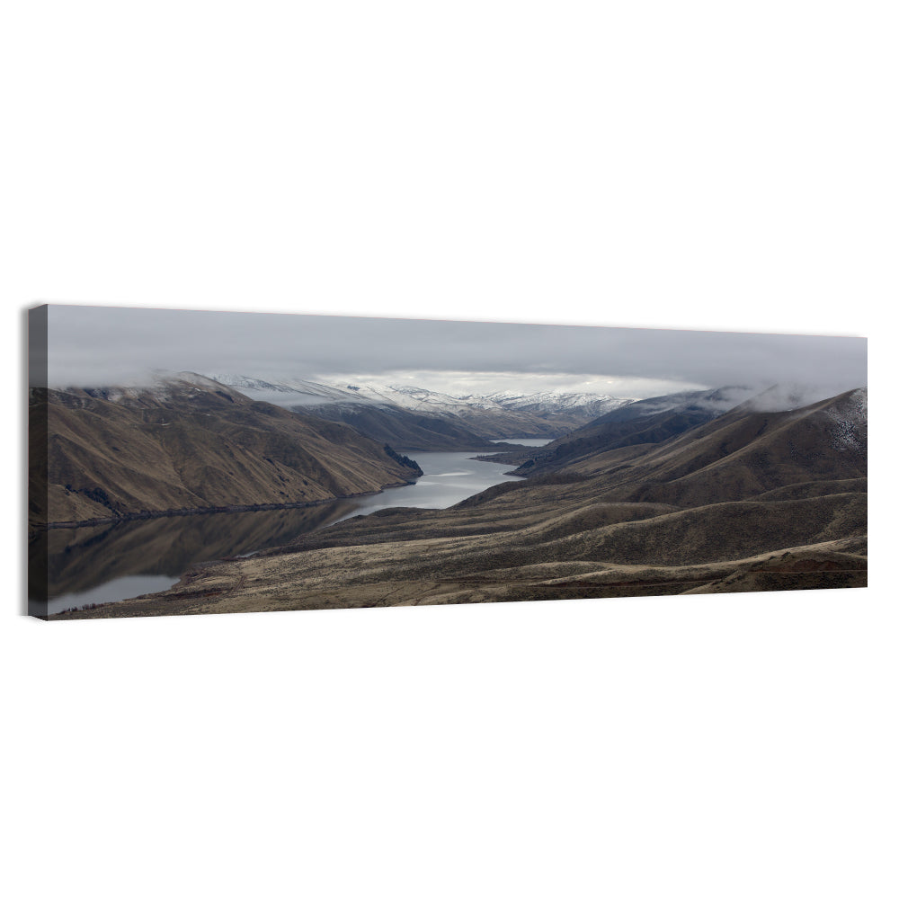 Snow-dusted Snake River Canyon Wall Art, canvas print, panoramic