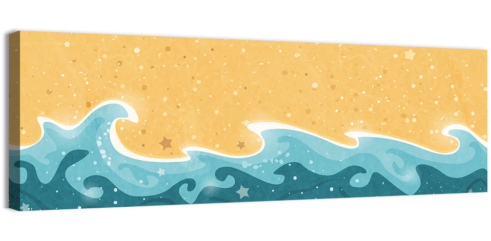 Whimsical Starry Waves Abstract Wall Art, canvas print, panoramic