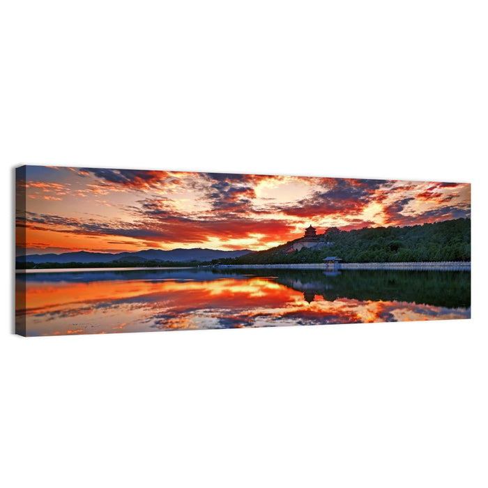 Kunming Lake Sunset, Summer Palace Wall Art as a canvas print