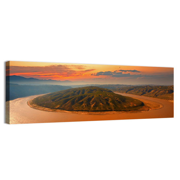 Yellow River Qianshan Bend Wall Art as a canvas print