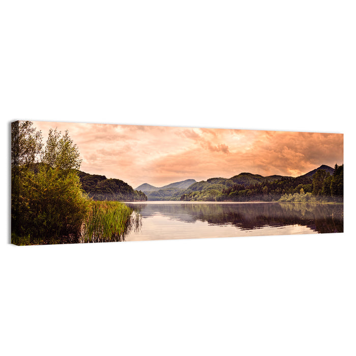 Cloudy Lake at Golden Hour Wall Art as a canvas print
