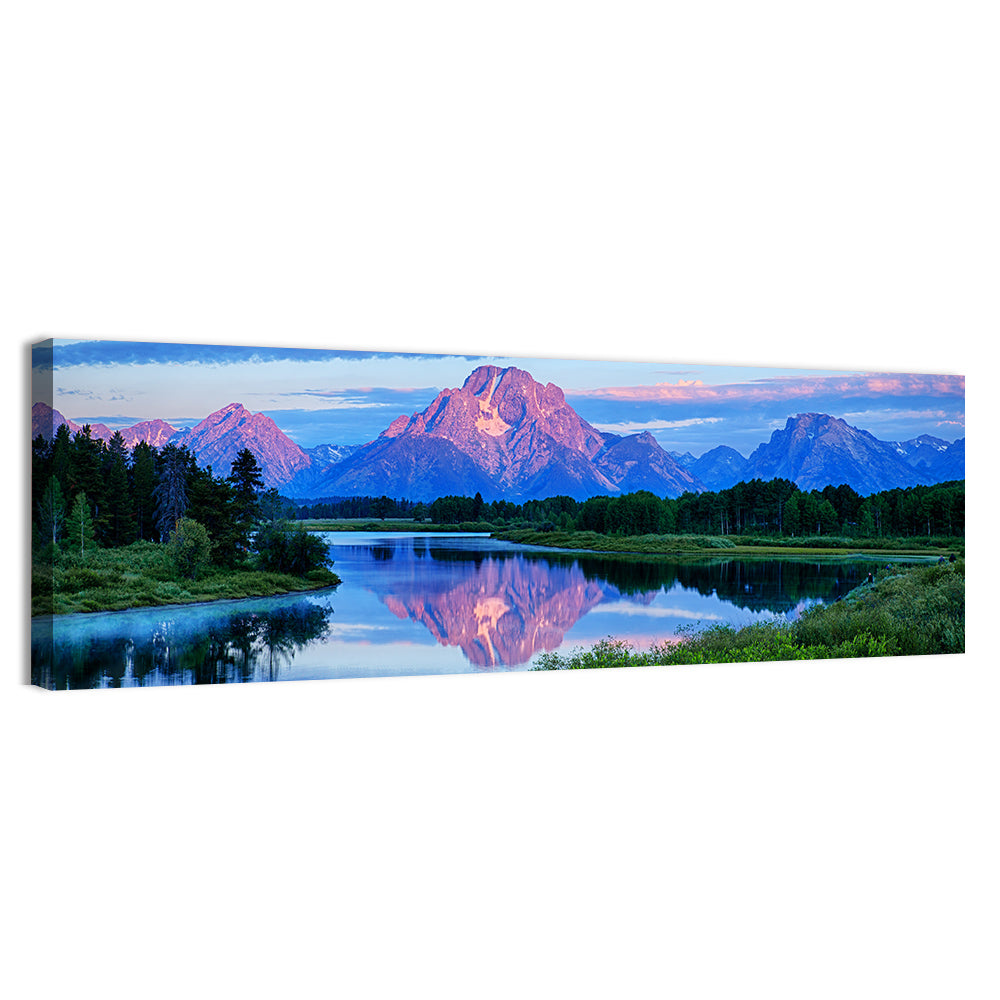 Oxbow Bend Dawn Reflection Wall Art, canvas print, panoramic
