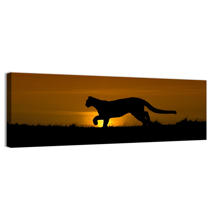 Cougar Silhouette at Sunset Wall Art as a canvas print