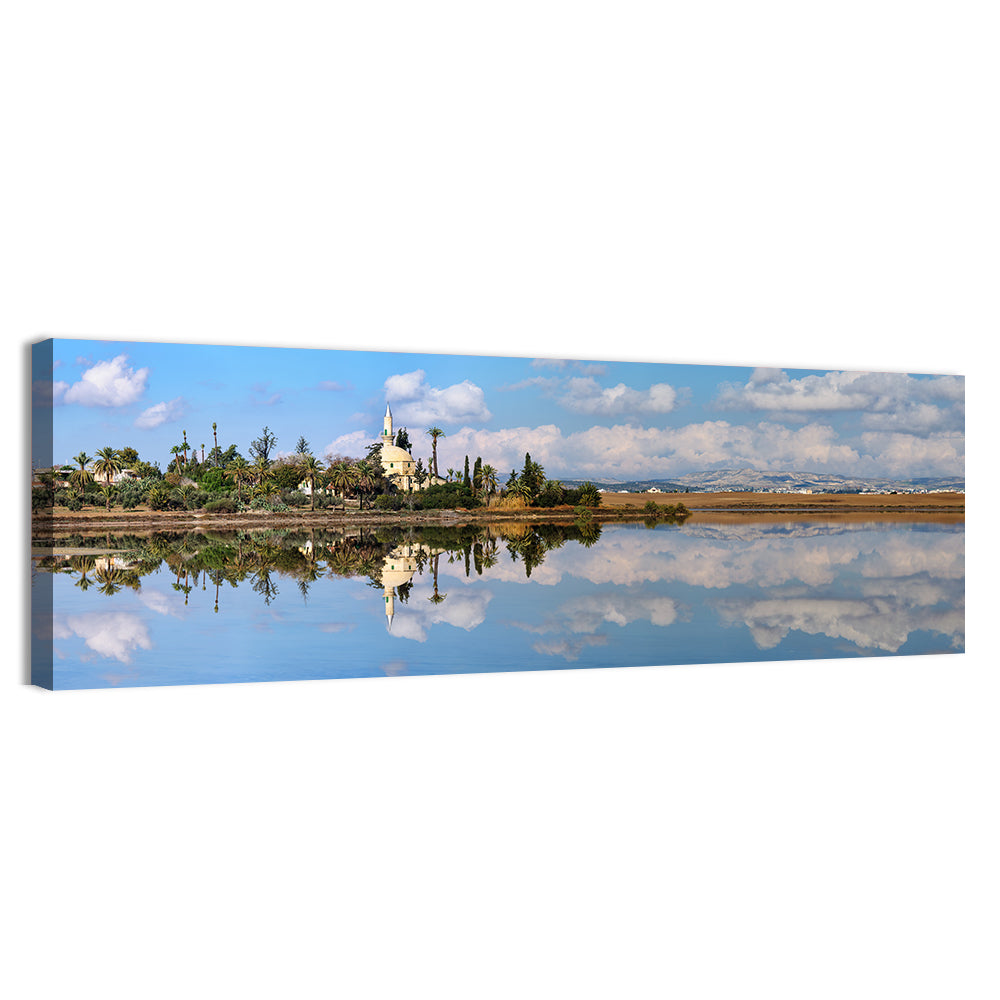 Hala Sultan Tekke Mosque Wall Art, canvas print, panoramic