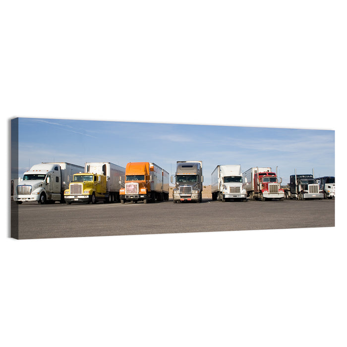 Semi Truck Fleet Wall Art as a canvas print