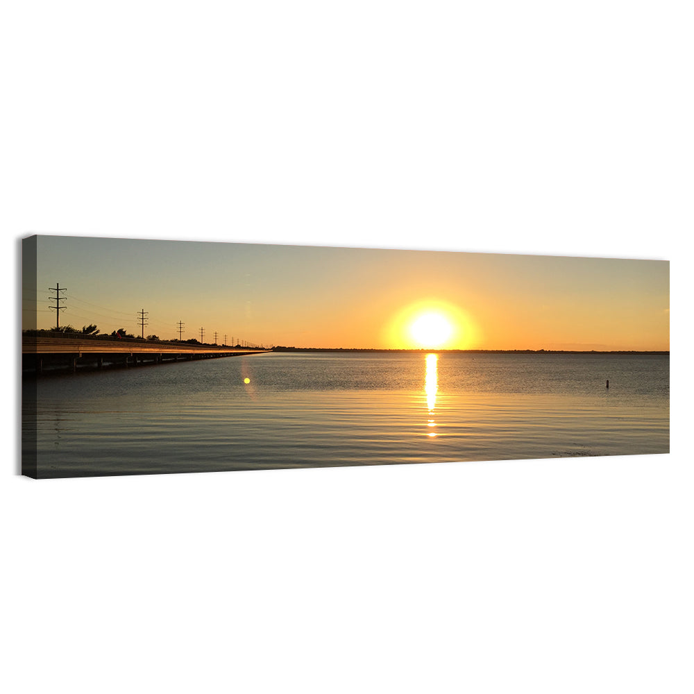 Lake Ray Hubbard Sunset Reflection Wall Art, canvas print, panoramic