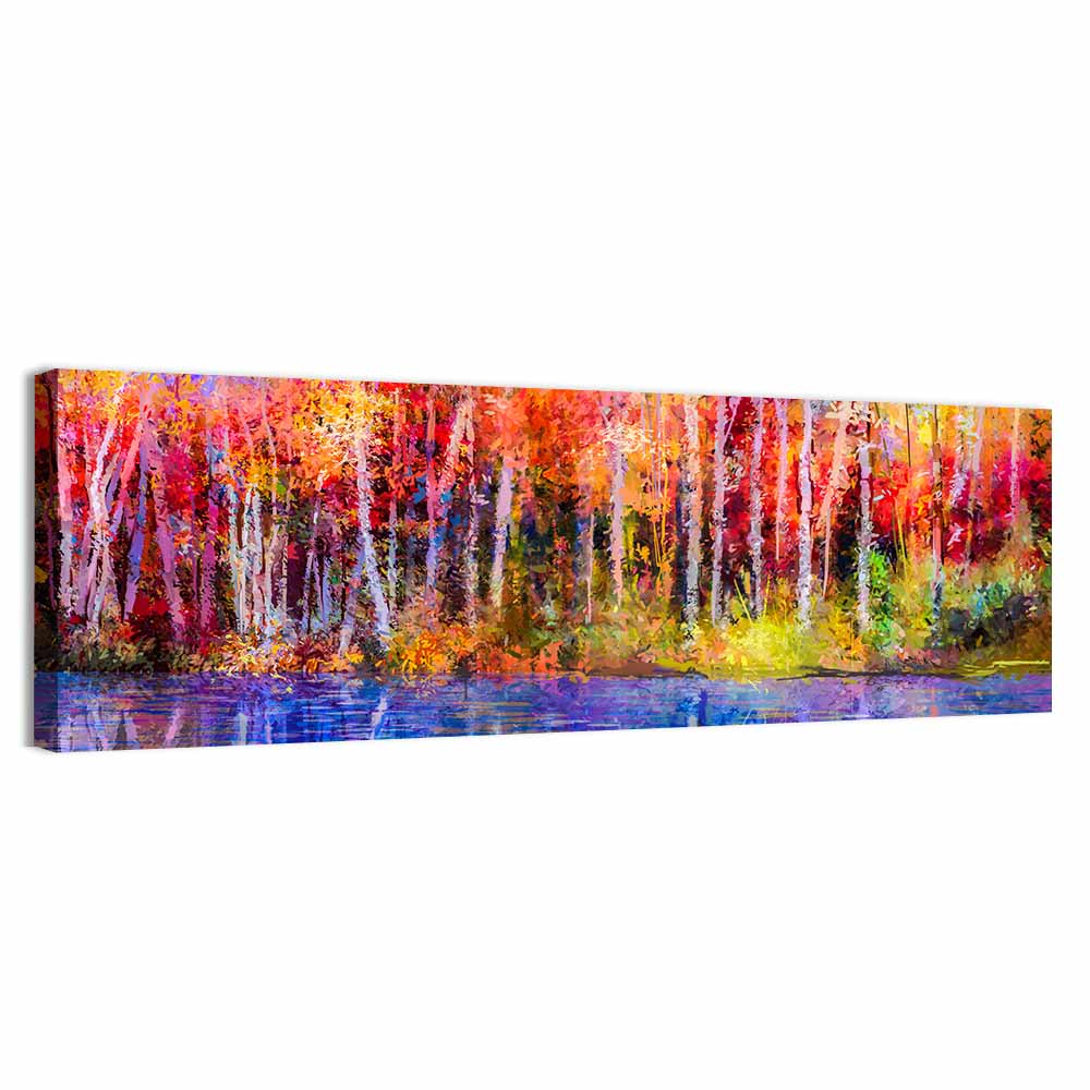 Vibrant Forest Reflection Wall Art, canvas print, panoramic