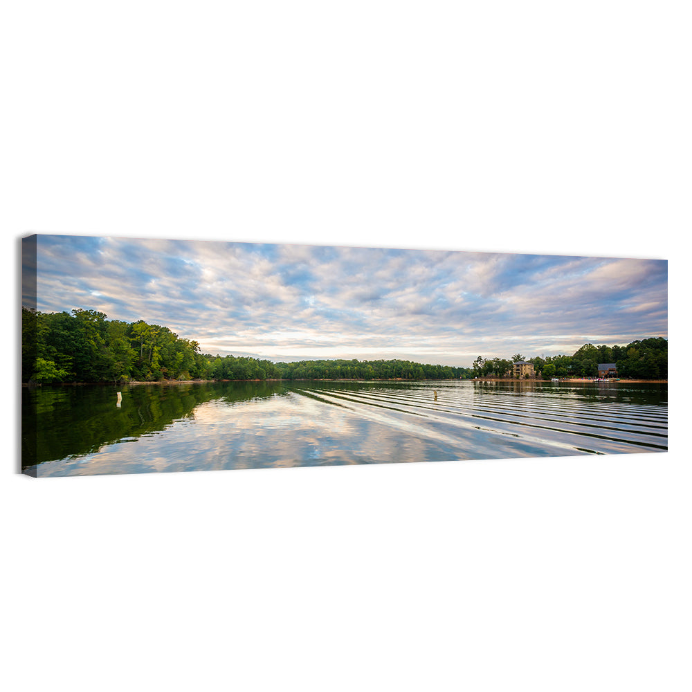 Cloudy Lake Norman Landscape Wall Art, canvas print, panoramic