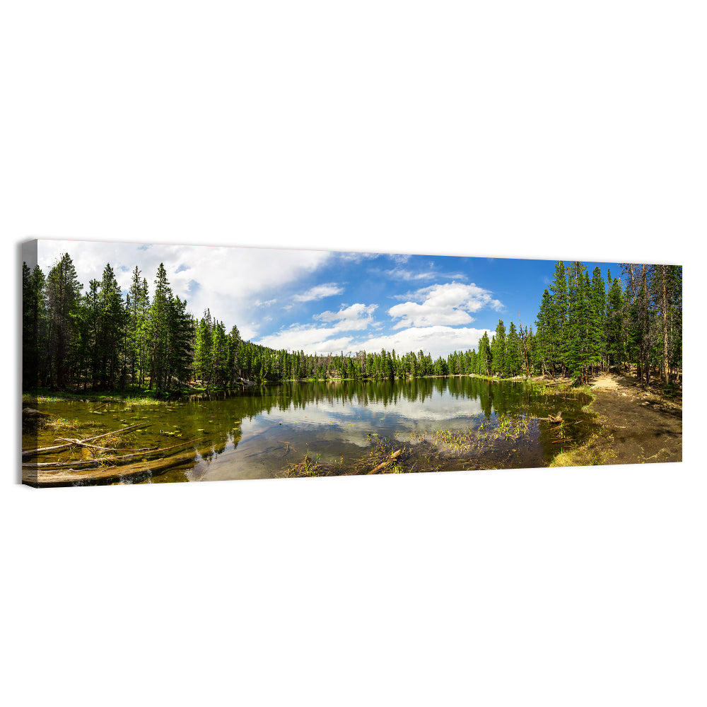 Estes Park Pine Lake Reflection Wall Art, canvas print, panoramic