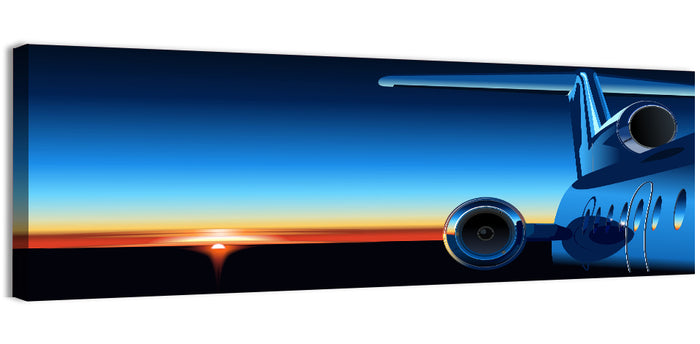 Private Jet Sunrise Wall Art as a canvas print
