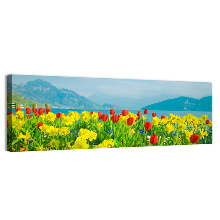 Lake Lucerne Daffodils Wall Art as a canvas print