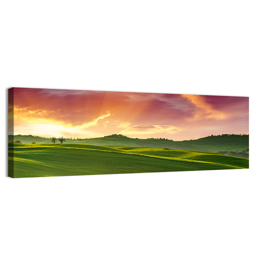 Tuscany Rolling Hills Sunset Wall Art, canvas print, panoramic