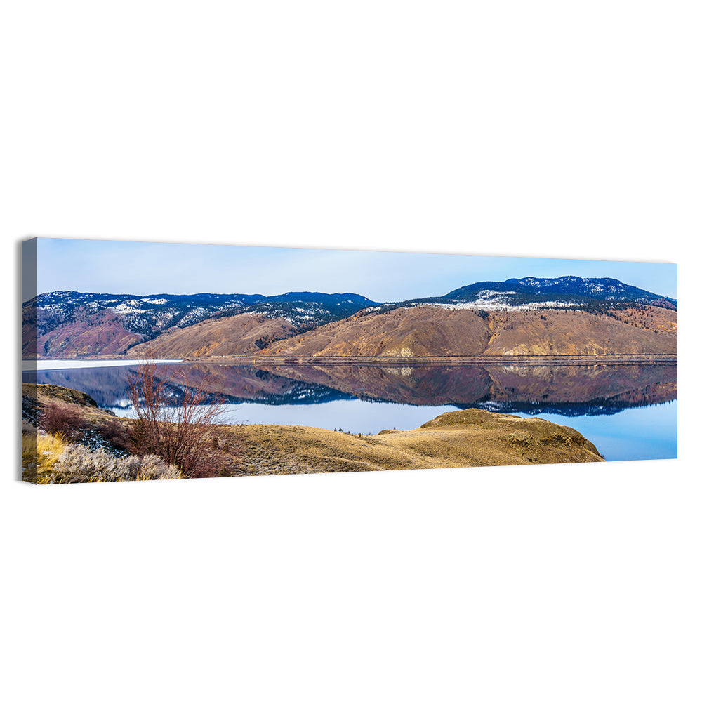 Kamloops Lake Mountain Reflection Wall Art, canvas print, panoramic