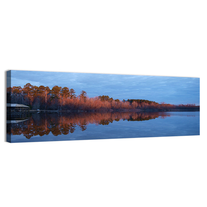 Lake Livingston Pier at Golden Hour Wall Art as a canvas print