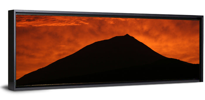 Pico Island Volcano Silhouette at Sunset Wall Art as a framed canvas