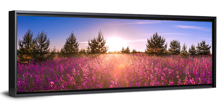 Sunrise Wildflower Meadow Wall Art as a framed canvas