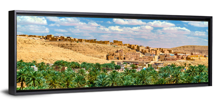 Ksar Bounoura Oasis Town Vista Wall Art as a framed canvas