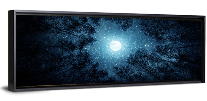 Full Moon Over Forest Wall Art as a framed canvas