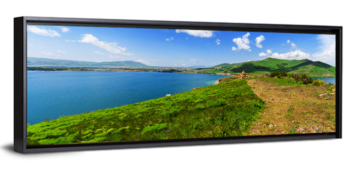 Sevanavank Monastery Above Lake Sevan Wall Art as a framed canvas