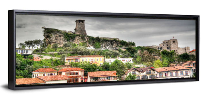 Krujë Castle Overlook Wall Art as a framed canvas