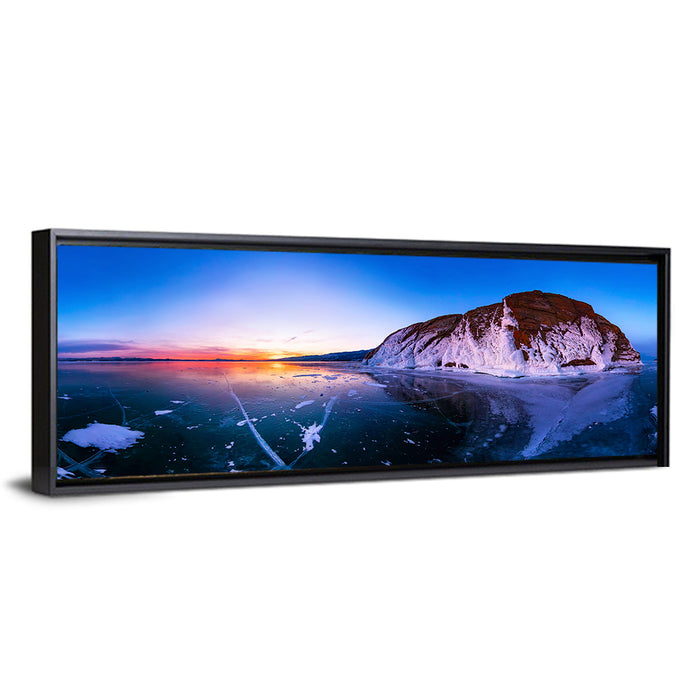 Lake Baikal Winter Sunset Wall Art as a framed canvas
