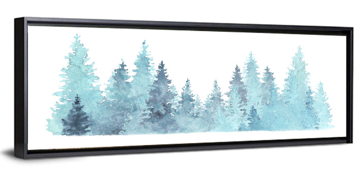 Watercolor Pine Trees Wall Art as a framed canvas