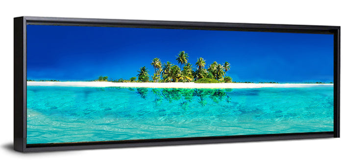 Tranquil Split-level Tropical Island Seascape Wall Art as a framed canvas