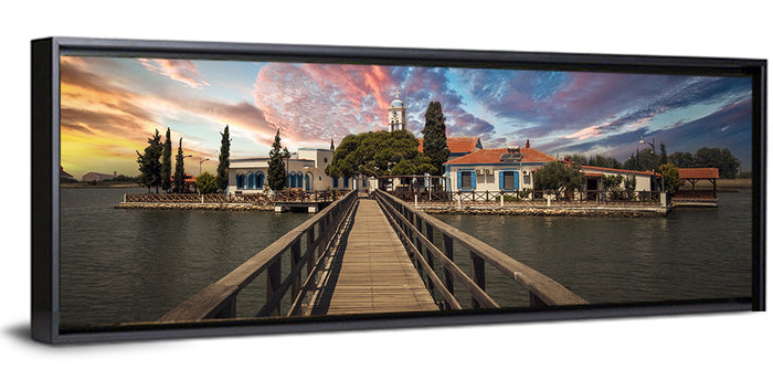 Agios Achilleios Monastery at Sunset Wall Art as a framed canvas