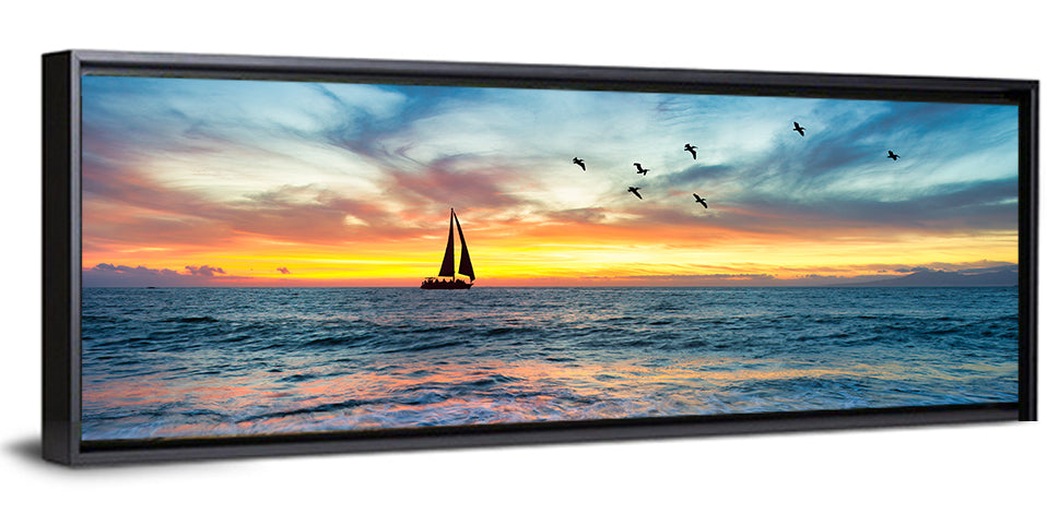 Ocean Sunset & Sailboat Wall Art