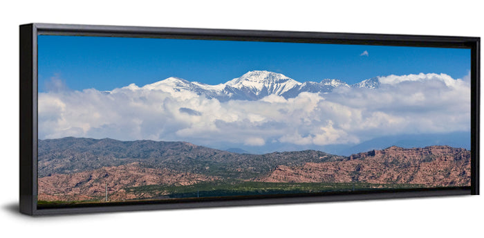 El Plata Snowcapped Peaks Above Cloud Deck Wall Art as a framed canvas