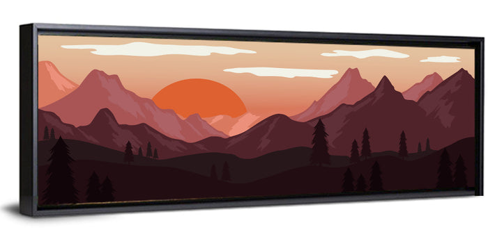 Mars Sunset Over Mountains Wall Art as a framed canvas