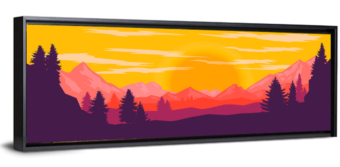 Crimson Peaks at Sunset Wall Art as a framed canvas