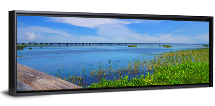 Meaher State Park Boardwalk Wall Art as a framed canvas