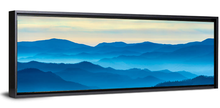 Smoky Mountain Layers at Dawn Wall Art as a framed canvas